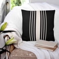 thumbnail image 3 of 20x20 Pillow Covers Set of 2, Black Beige Striped Throw Pillow Covers Decorative Couch Cushion Case, Modern Farmhouse Retro Lines Microfiber Square Pillowcases for Bedroom Car Living Room, 3 of 7