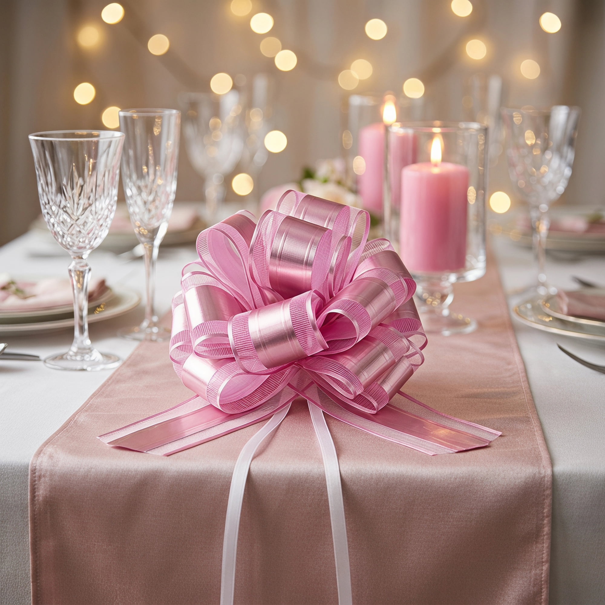 Unique Bargains Elegant Multi-Layered Star Bows for Gift Wrapping and Decoration Pink