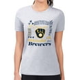 thumbnail image 4 of Women's G-III 4Her by Carl Banks Heather Gray Milwaukee Brewers Super-Slim Fit Lightweight Collage Team Graphic Crew, 4 of 5