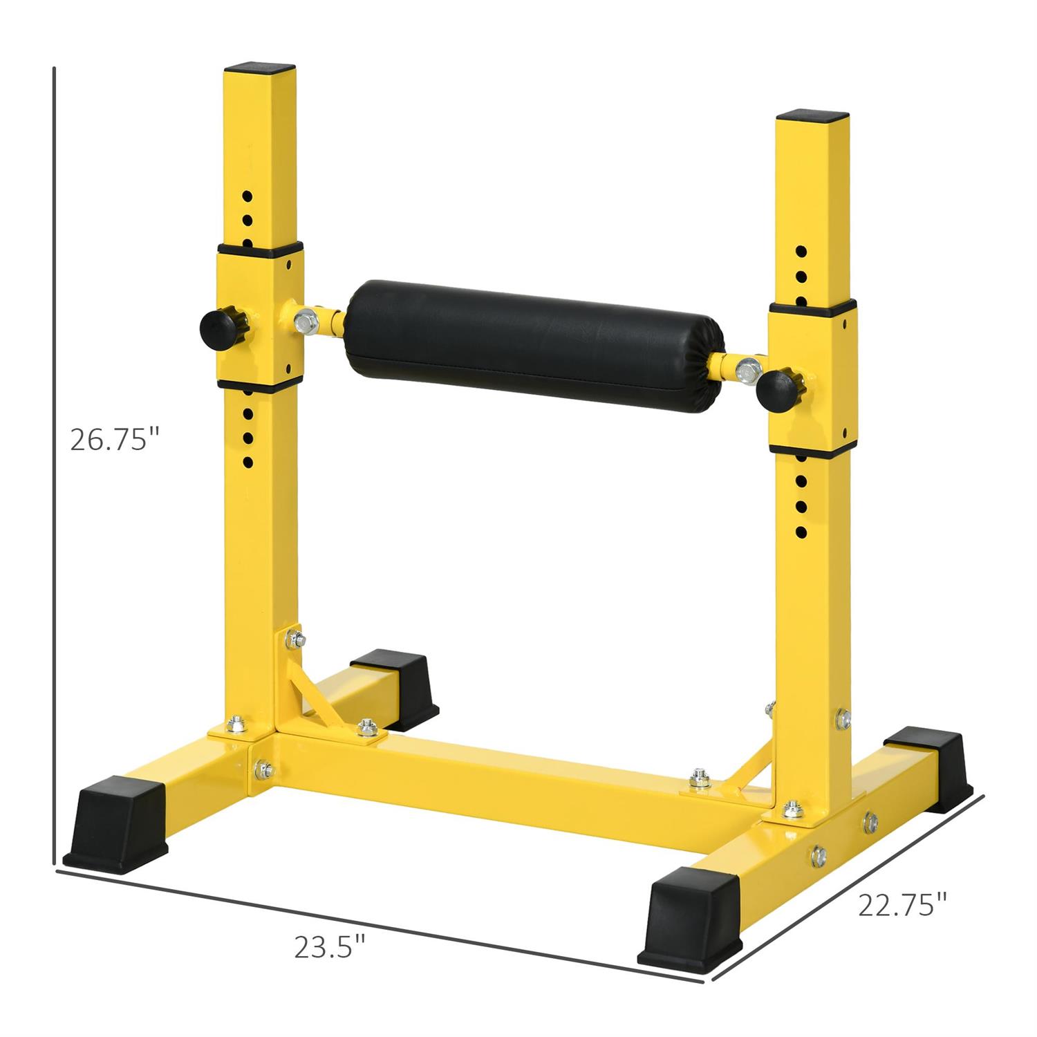Demifill Bulgarian Split Squat Stand - Yellow, Single Leg Squat Equipment with 12-Level Adjustable Squat Roller for Lower Body Training