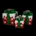 thumbnail image 3 of Northlight Set of 3 Lighted Red with White Snowflakes Gift Boxes Christmas Decorations, 3 of 7
