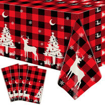 4 Pack Christmas Tablecloth Christmas Checkered Tablecloth Black and Red Checkered Tablecloth 51'' X 86'' Rectangle Black and Red Buffalo Plaid Table Cover for Christmas Decoration Party Supplies
