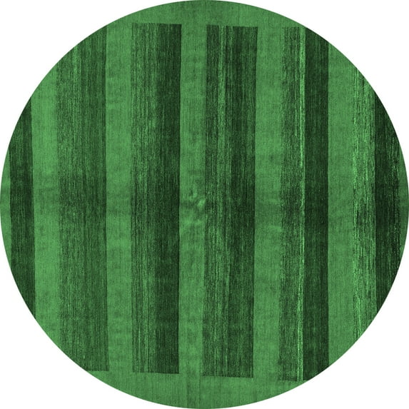 Ahgly Company Indoor Round Abstract Emerald Green Modern Area Rugs, 5' Round