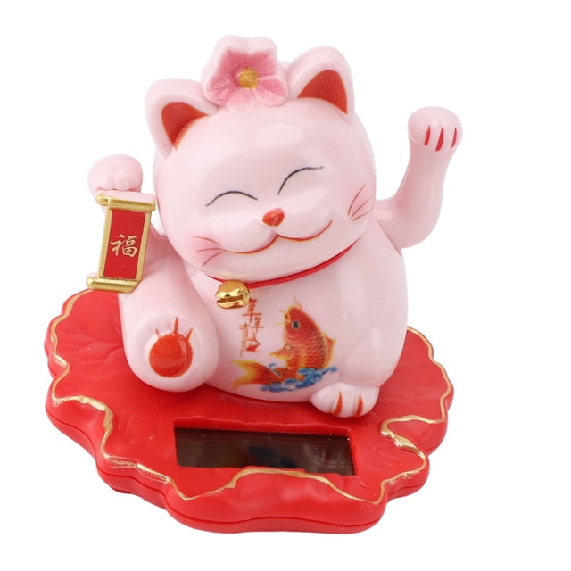 Solar Lucky Cat, ABS Waving Arm Solar Powered Lucky Money Cat Traditional Chinese Style for Car
