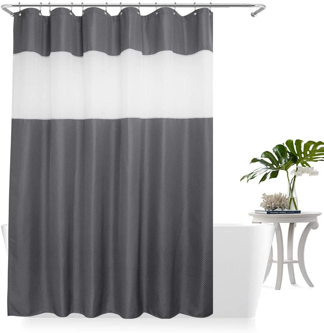 Long Stall Shower Curtain 54 x 78 inch White Waffle Weave Fabric Bath