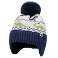 thumbnail image 3 of NAISIBABY Boys Winter Beanie and Scarf Set, Soft Warm Scarf Cute Knit Cap with Earflap Kids Windproof Thermal 2-Piece Navy 1-5T, 3 of 8
