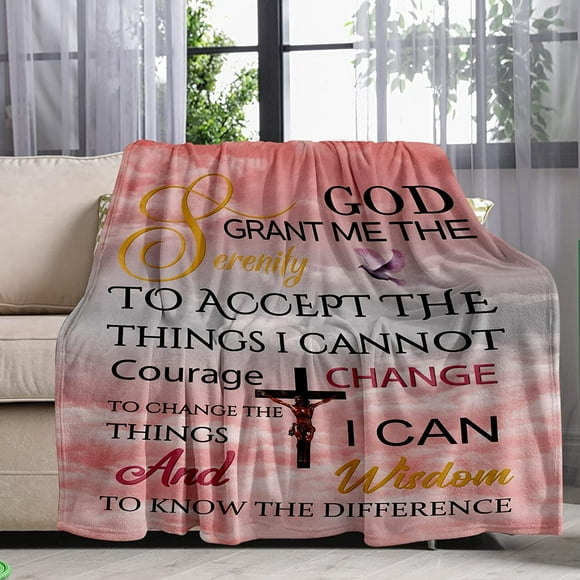 Couverture Verset Biblique Pensées Inspirantes Chrétiennes et de Guérison Douce Prière Soin Religieux 50X60 Pouces Couverture Légère Prompt Rétablissement Cadeaux Hommes & Femmes Accorde Sérénité 340GSM