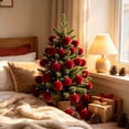 thumbnail image 6 of COM1950s Flocked Christmas Ball Ornaments, Shatterproof Velvet Tree Decorations with Hanging String for Holiday Party and Home Display, 6 of 6