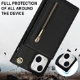 thumbnail image 2 of Allytech for iPhone 14 2022 Case with Crossbody Strap, PU Leather Stand Wallet Purse Case with Credit Card Slots Zipper Pocket Detachable Shoulder Strap Case for iPhone 14 6.1", Black, 2 of 12