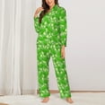 thumbnail image 2 of Salouo Green Cucumber Pattern Women's Pajamas Set Long Sleeve Button Down Sleepwear Soft Pj Lounge Sets for women 2 Piece Pjs Set with Long Pants-Medium, 2 of 7