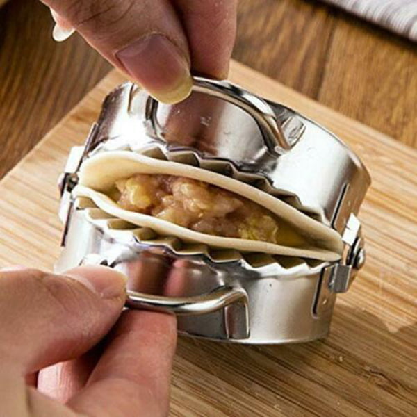 MJYT Stainless Steel Dumpling Maker Mould Pasta Making Set Kitchen Pastry Tool with Flour Ring 