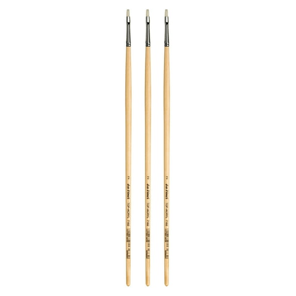da Vinci TOP-ACRYL Bright White Brush, Synthetic, Acrylic & Oil, Flat, Series 7182, Size 2, Pack of 3