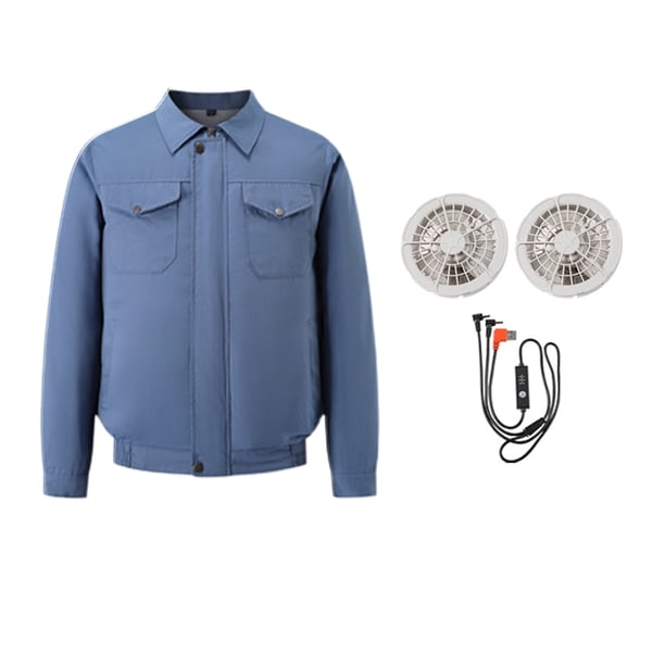 Chaqueta de ventilador Ventilador de refrigeración USB Ropa Ventilador portátil de verano 4 velocidades de viento Chaqueta de aire acondicionado AC con ventiladores para trabajar actividades al aire libre Pesca Senderismo Azul claro 2XL YUNYI BRAND Deportes