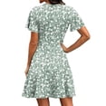 thumbnail image 3 of Summer V Neck Aline Dresses for Women 2026 Flowy Casual Flora Short Sleeve Dress Mini Sundress, 3 of 4