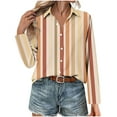 thumbnail image 4 of Dasayo Long Sleeve Ladies Tops and Blouses Business Casual Yellow Striped Collared Button-Up Shirts Women Shirts L, 4 of 6
