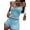 Blue, variant on 2 Piece Knit Set for Women Stripe Sleeveless Top Bodycon Shorts Tracksuits Y2k Lounge Outfits Beach Set Blue S