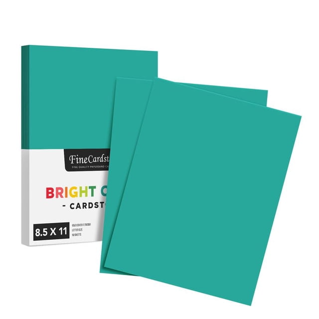 Cartulina, papel S, impresión superfina, verde azulado, 65 libras, 8,5 x 11, paquete de 50