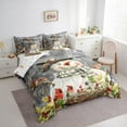 thumbnail image 3 of Manfei Xmas Snowman Twin Bedding Sets 7pcs for Kids Boys Girls, Winter Snowflakes Cardinal Bird Bedding Comforter Set, Gray Happy New Year Gifts Sheet Sets, Microfiber Bedroom Decor, 3 of 8