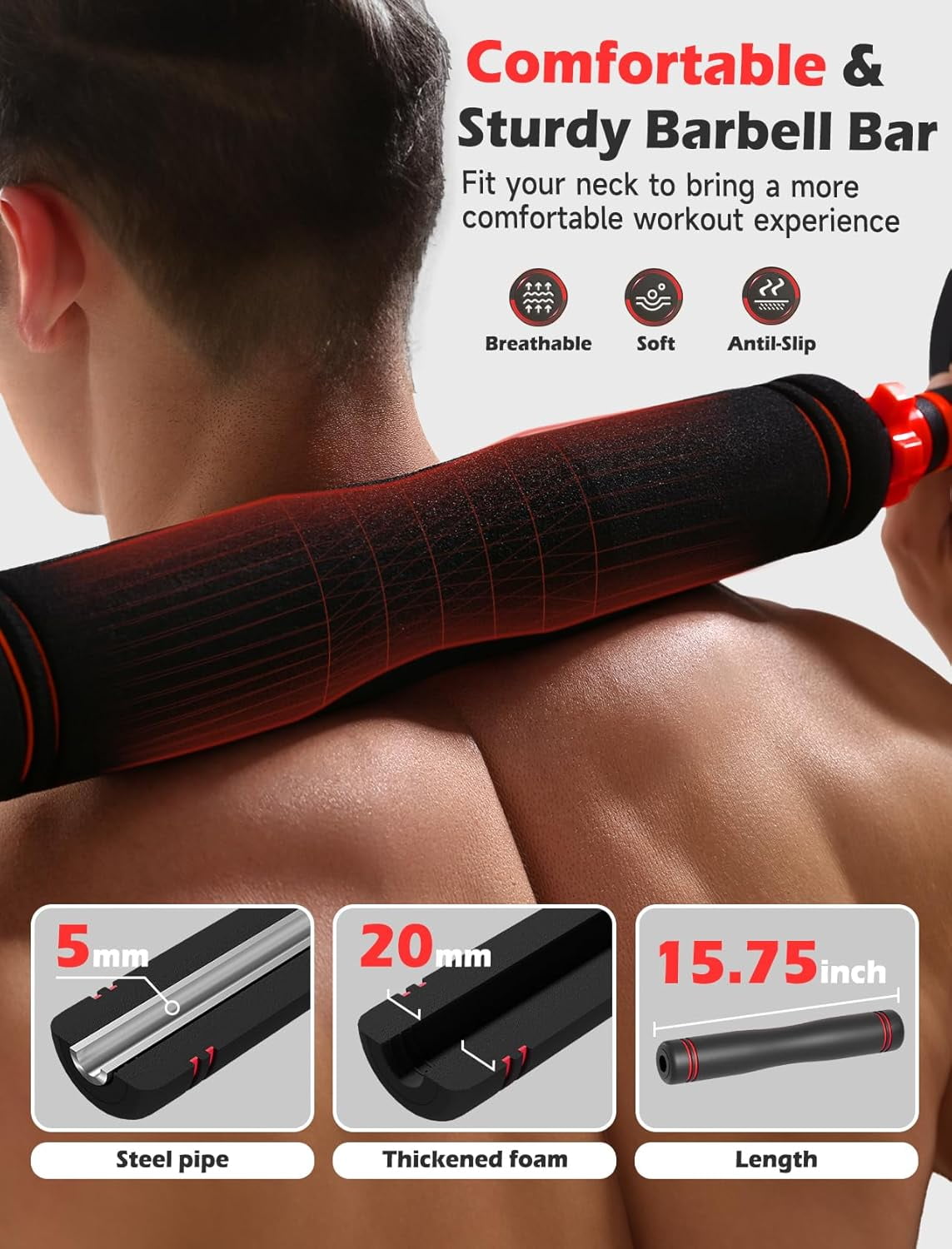 90lbs Free Weight Set with Connector, 5 in1 Dumbbells Set Used as Barbell, Kettlebells, Push up Stand, Fitness Exercises for Home Gym Suitable Men/Women
