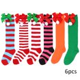 thumbnail image 3 of Esaierr Kids Big Girls Baby Christmas Knee High Socks 6 Pairs Cute Bowknot Fur Ball Christmas Compression Socks Fall Winter Soft Thigh High Socks for 7-12 Years, 3 of 9