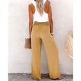 thumbnail image 3 of Pantalones de pierna ancha para mujer, pantalones con ribete de botones, cintura alta, cintura elástica en la espalda, pantalones casuales para la vida diaria, fecha de vacaciones, 3 of 5