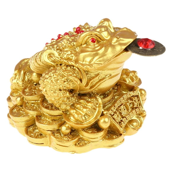 Estatua de rana de la suerte china de resina para escritorio, decoración decorativa de tres patas para Oro