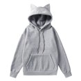 thumbnail image 2 of Kaprioy Womens Hoodie Cat Ear Print Cute Tops Blouse Fall Fashion Clothes Long Sleeve Pocket Sweatshirt Hooded Pullover Shirt Grey, S, 2 of 4