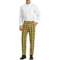thumbnail image 2 of INSPIRE CHIC Men's Pants Plaid Flat Front Elastic Waist Button Pants 36 Yellow, 2 of 7
