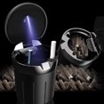 thumbnail image 2 of Cylindrical Ashtray LED Light with Lid Portable Cup Holder Ashtray Car Trash Can for Outdoor Home Office Blue, 2 of 10