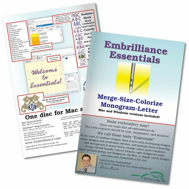 Software de bordado Embrilliance Essentials para Mac y PC