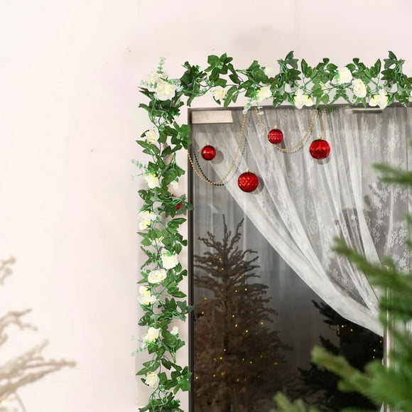 Faux Floral Garland, Silk Rose Vine, Artificial Flower Decor for Wedding Arch Party Wall Garden Ceremony Background Table Decoration, 1 Count