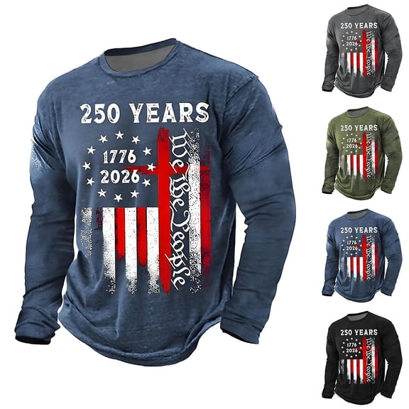 250Th Anniversary Usa Long Sleeve T Shirt Sporty Athletic Crew Neck 250Th Mens Graphic Tees Army Green L