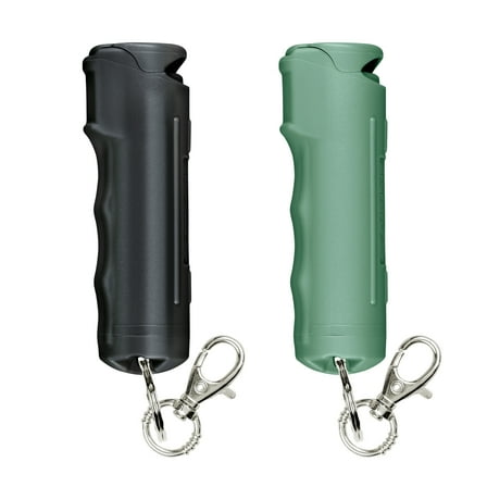 SABRE Fast Flip Top Pepper Gel with Snap-Clip Keychain, 2 Ct,Black & Sage Green,Pocket Pepper Sprays