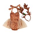 thumbnail image 3 of Barboteuse Robe Combinaison pour Bébé Fille avec Motif de Cerf, Bandeau, Tenue de Noël, Ensemble 2 Pcs 3-24M, 3 of 5