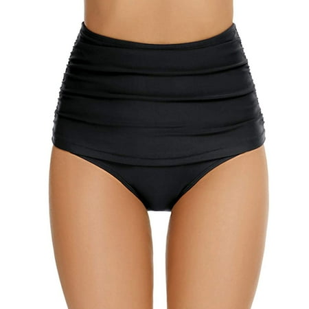 HYSYSB Thong Bathing Suit for Women balconette Bras for Women side Tie Bikini Bottom ruched Swim Bottoms waisted Swimwear Pants Bathing Bikini Swimsuit Bottom Shorts Swims bikini Shorts Black 2XL