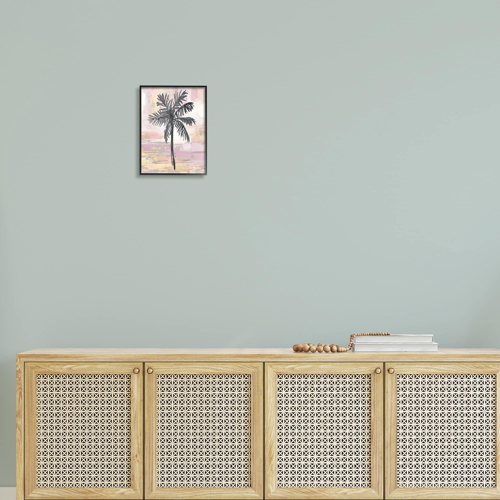 Stupell Industries Pastel Pink Palm Tree Tropical Abstract Design Framed Wall Art, 11 x 14, Design by Kristen Dew