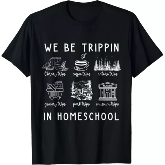 Funny Homeschooling Graphic Tee Retro Field Trip Humor Unisex Adult T-Shirt Education Theme