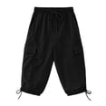 thumbnail image 4 of Womens Capris with Pockets Loose Fit Casual Capri Pants Dressy Lightweight Ladies Baggy Cargo Pants for Hiking by Yigetop Black L, 4 of 6