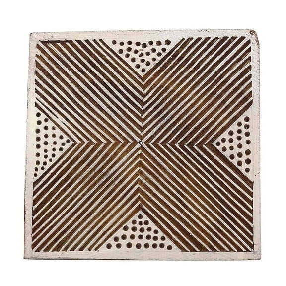 Brown Hand Carved Stamp Wooden Printing Block Textile Printing Block Border Stamp