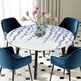 thumbnail image 5 of Elastic Fitted Round Tablecloth, Navy Blue Polka Dots Waterproof Stretch Table Cover for 45"-54" Tables, Vintage Abstract Art Watercolor Washable Outdoor Tablecloths for Patio, Picnic, Camping, 5 of 9