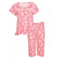 thumbnail image 3 of JEFFRICO Pajamas For Women Capri Set Sleepwear Soft Pajamas Short Sleeve Pajama Sleepshirt With Capri Pants, 3 of 7