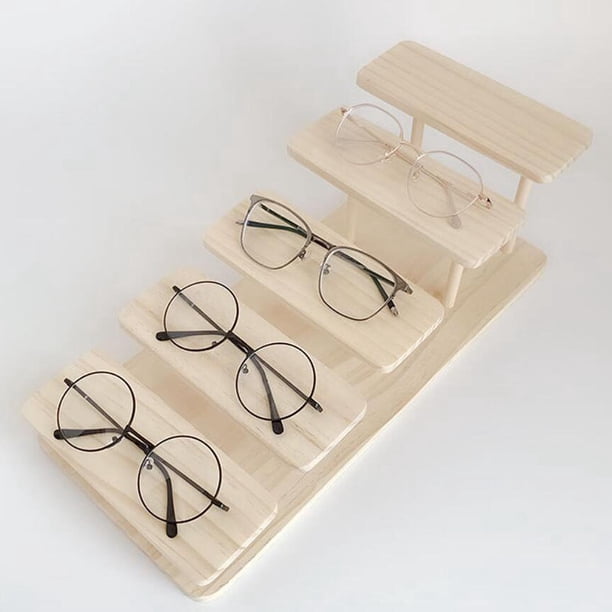 Soporte de exhibición de gafas de madera para el hogar, soporte organizador de joyería 5 capas Cola Soporte de pantalla