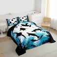 thumbnail image 4 of Homewish Kawaii Sealife Child Bedding Comforter Set, Cartoon Ocean Marine Animal Twin Comforter Sets, Walrus Shark Lover Reversible Bedding Set, Breathable Home Decor, 2pcs, 4 of 9