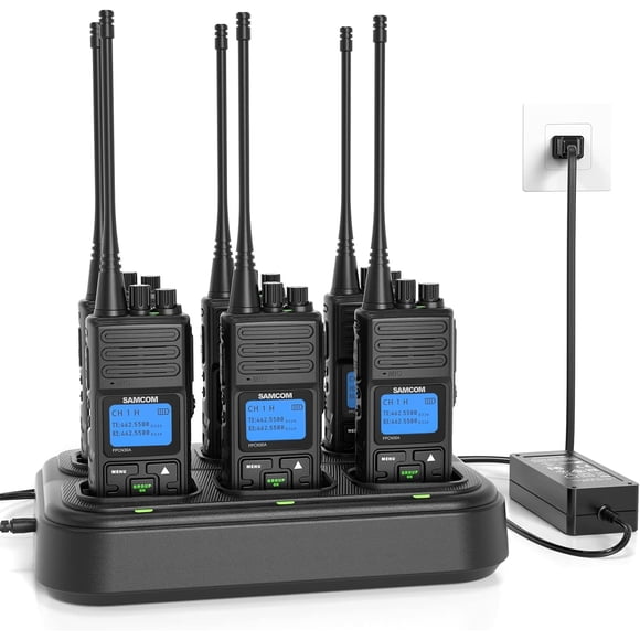 Walkie Talkies SAMCOM FPCN30A Radio UHF de 2 vías de largo alcance (paquete de 6)