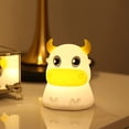 thumbnail image 3 of Luz nocturna portátil para niños, control táctil, luz nocturna recargable, cambia de color, control remoto, linda lámpara de noche de silicona con forma de vaca, decoración para bebés o niños pequeños, 3 of 5