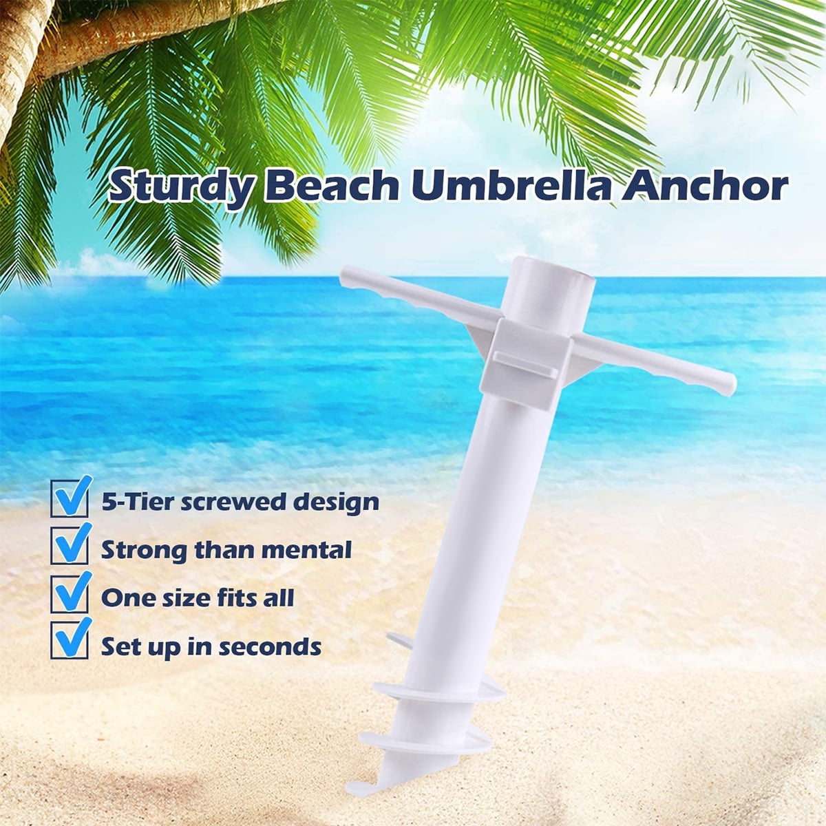 6.5ft Beach Umbrella UV 50 w/ Sand Anchor & Tilt Aluminum Pole RANDOM COLOR 