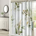 thumbnail image 2 of Floral Shower Curtain, White Flower Shower Curtain for Bathroom Watercolor Green Leaves Shower Curtain Waterproof Fabric Bathroom Curtain Set with Hooks, 72x72 Inch, 2 of 6