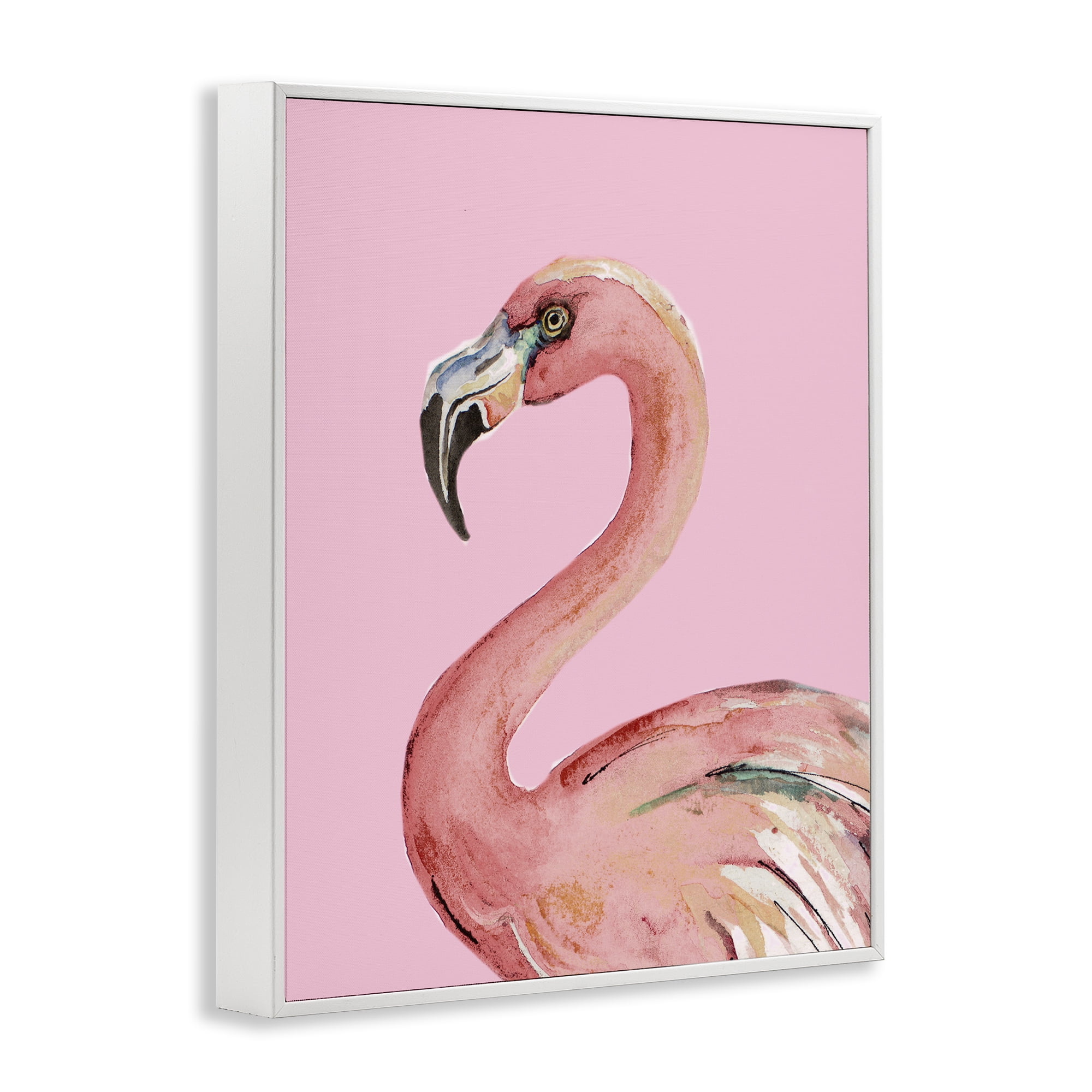 Stupell Industries Flamingo On Pink Animals & Insects Painting White Framed Art Print Wall Art, 24 x 30