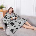 thumbnail image 5 of Oversized Wearable Blanket Hoodie,Paw Prints and Bones Sherpa Blanket Hoodie with Super Pockets,Super Warm Fuzzy Pullover for Women & Men, 5 of 6