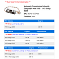thumbnail image 2 of Automatic Transmission Solenoid - Compatible with 1990 - 1993 Dodge D250 1991 1992, 2 of 2